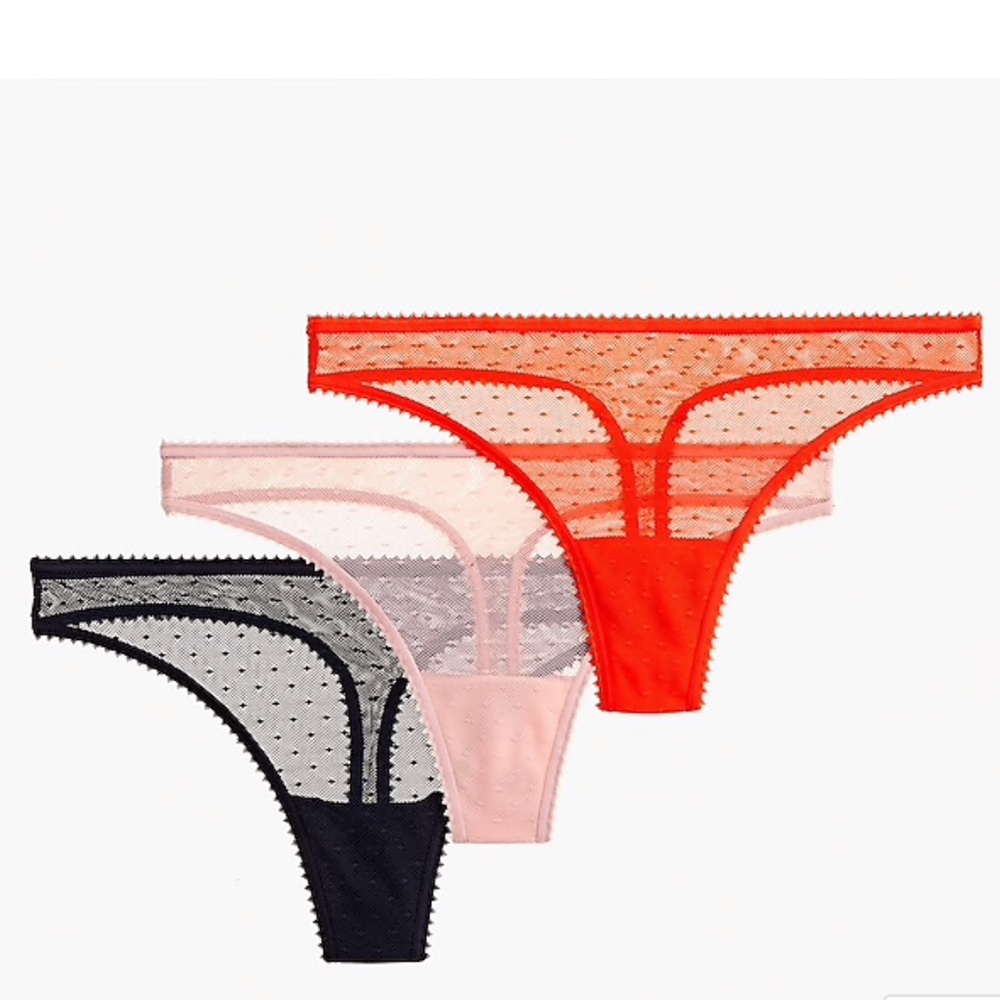 NWT J. Crew Point D'esprit Thongs - 3 Pairs